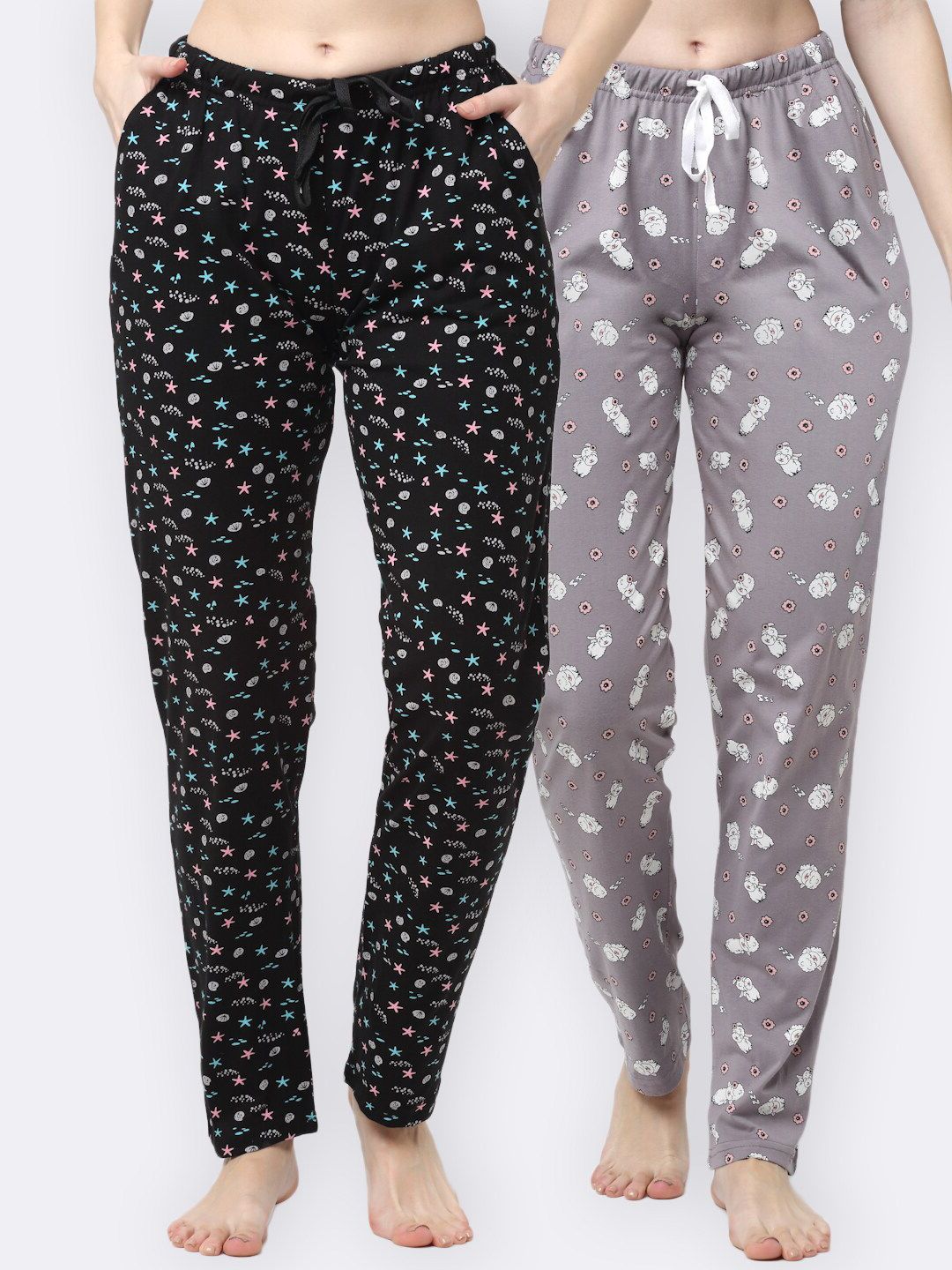 Kanvin Women Pack of 2 Printed Cotton  Lounge Pants Price in India