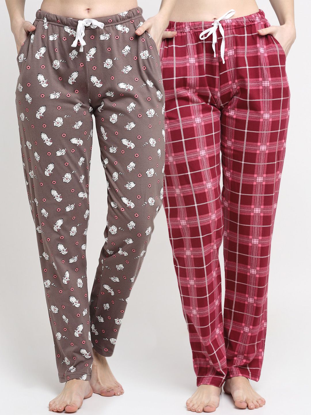 Kanvin Women Pack Of 2 Pure Cotton Lounge Pants Price in India