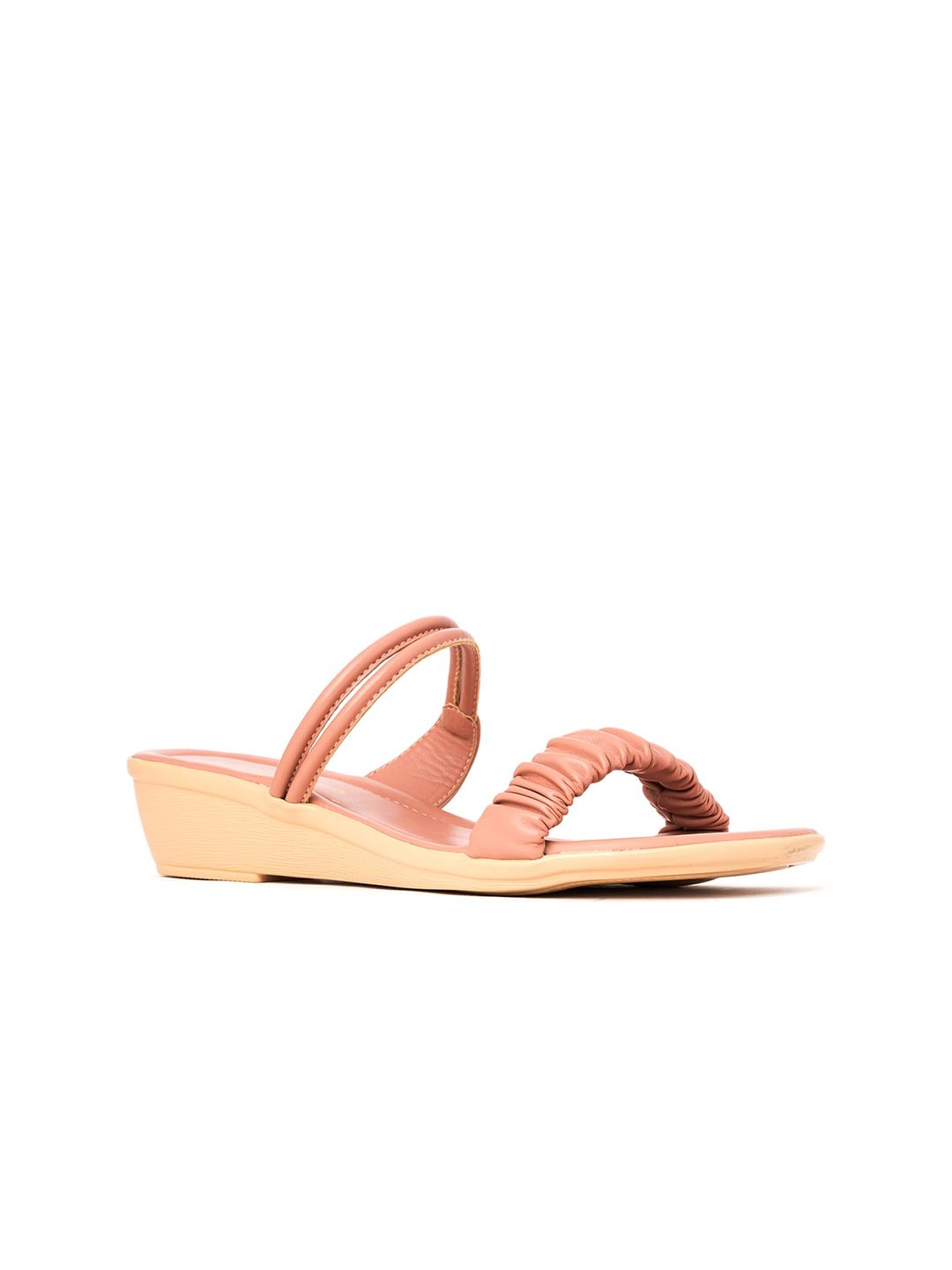 Khadims Pink Textured Wedge Sandals with Buckles Price in India