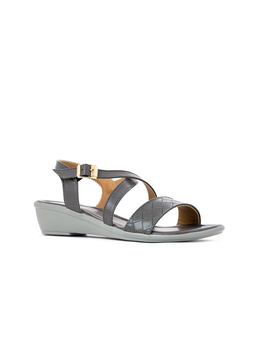 Khadims Grey Flatform Sandals with Buckles Price in India