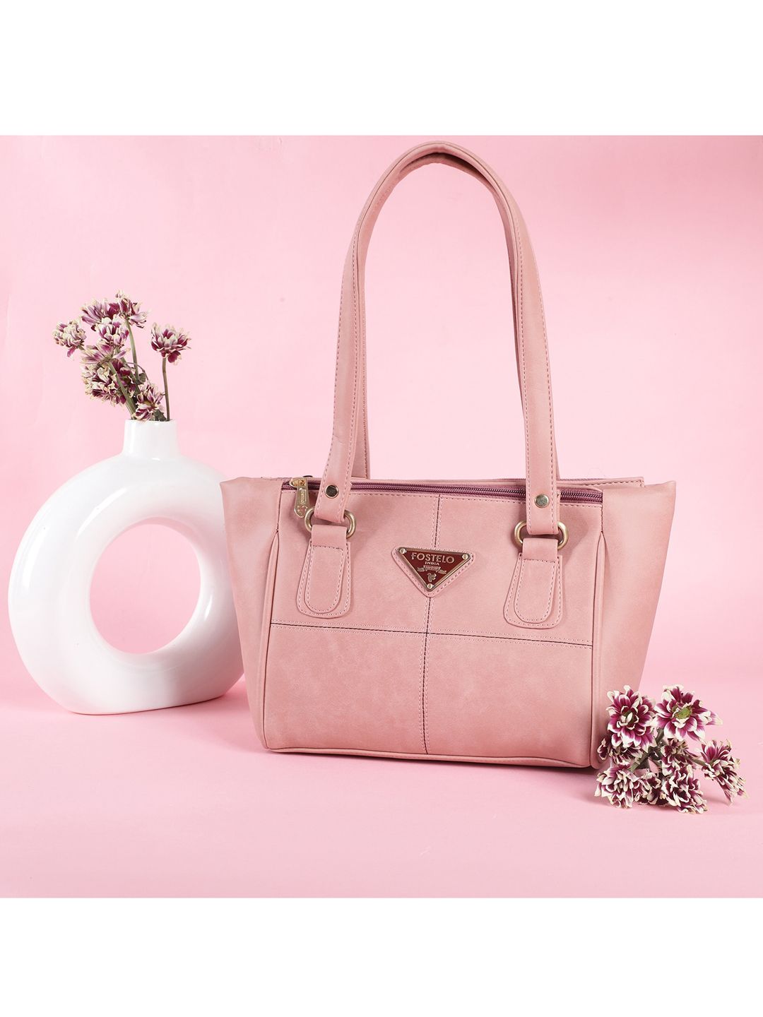 Fostelo Rose Gold PU Structured Shoulder Bag Price in India