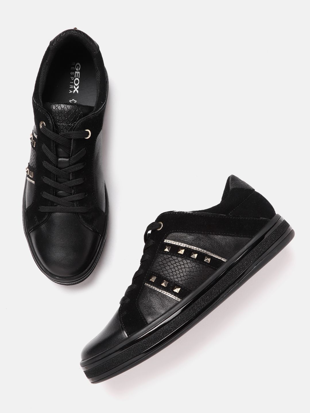 Geox Women Black Leather Sneakers Price in India