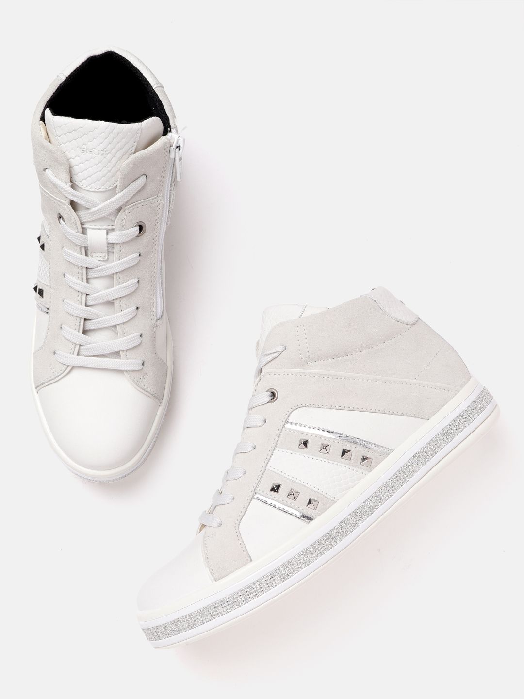 Geox Women White Leather Sneakers Price in India
