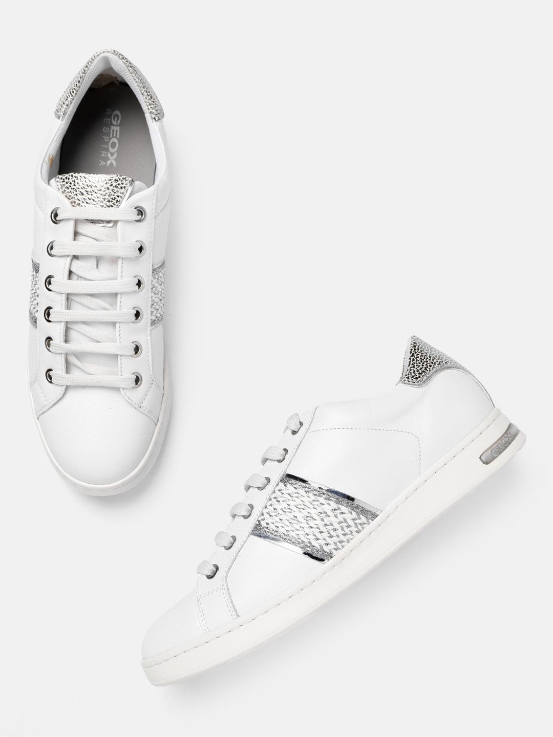 Geox Women White Lightweight Leather Sneakers Price in India