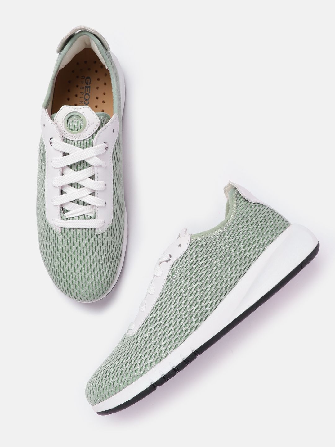 Geox Women Green Woven Design Sneakers Price in India