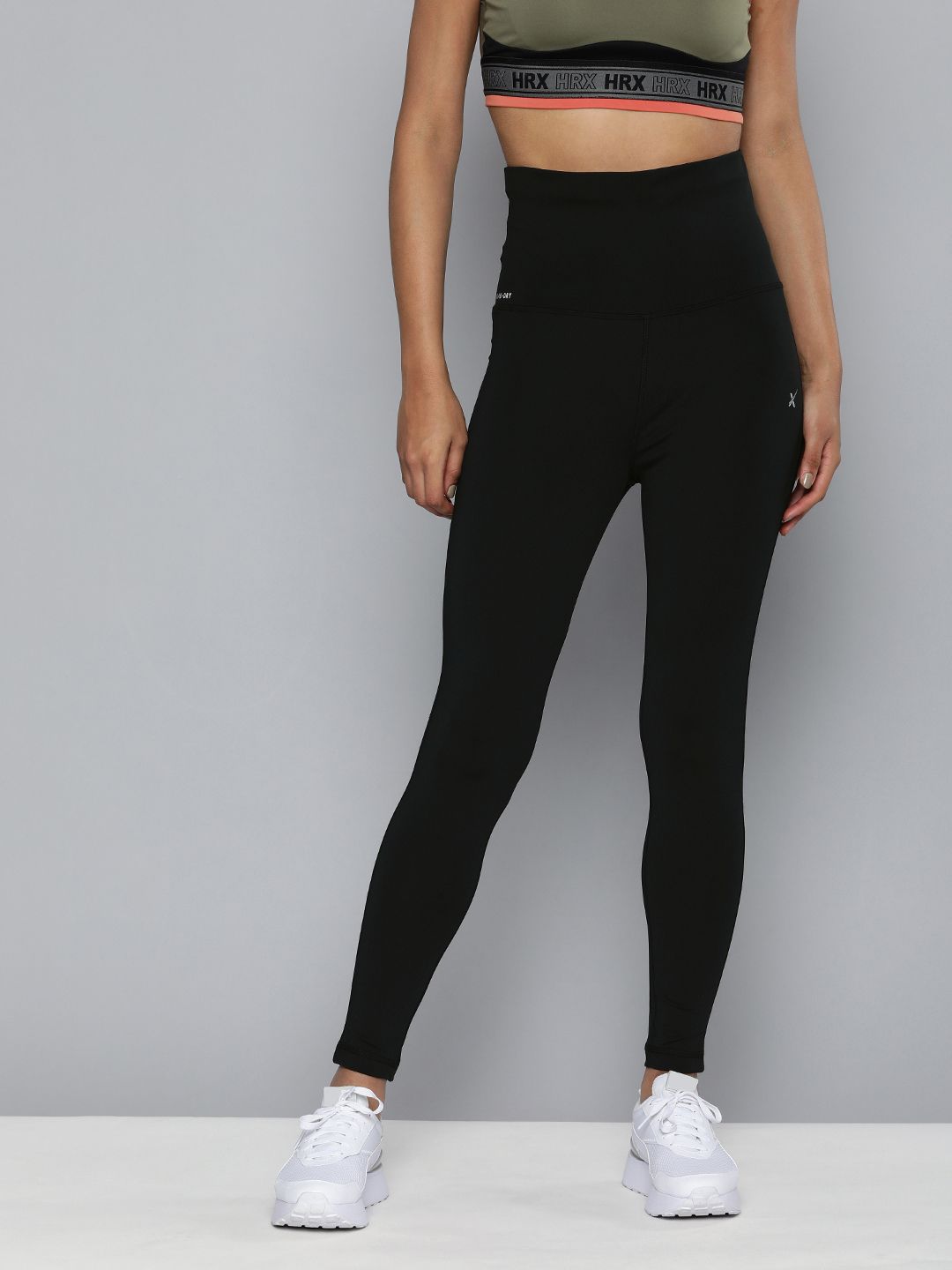 HRX by Hrithik Roshan Women Black Solid Running Tights Price in India