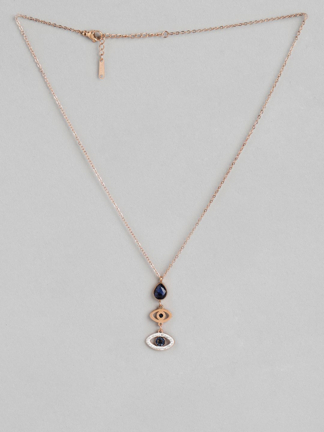 Blueberry Women Gold-Toned & Orange Gold-Plated Evil Eye Chain Price in India