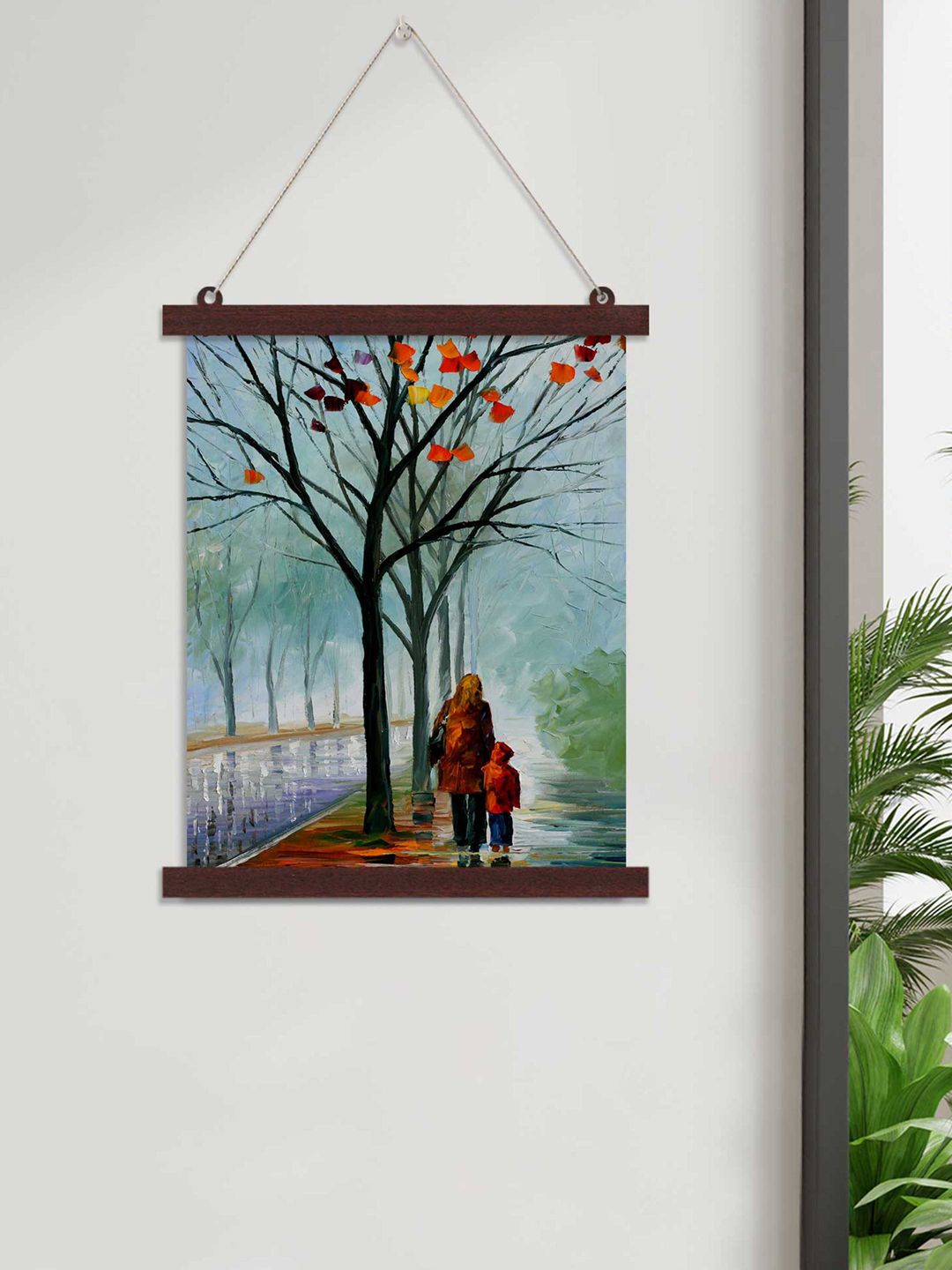 Art Street Blue & Black Modern Tree Hanging Canvas Painting Wall Art Price in India