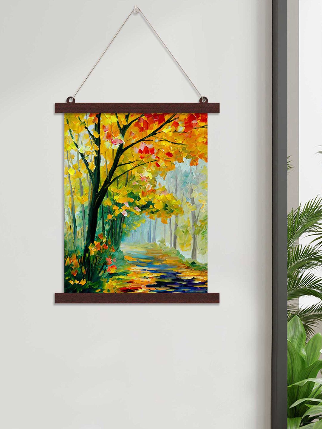 Art Street Green & Yellow Autumn Floral Canvas Painting Hanging Wall Art Price in India