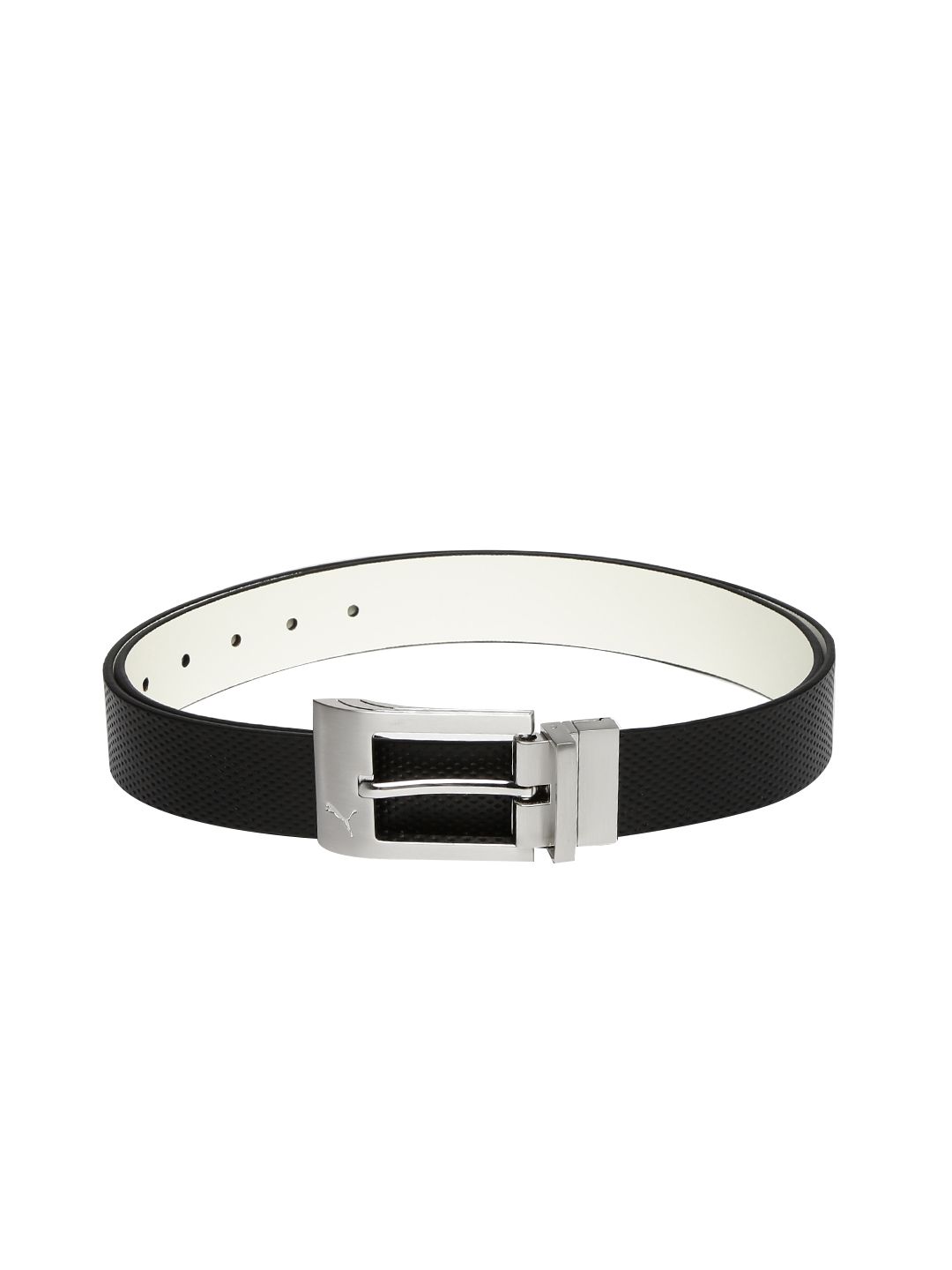 puma white leather belt