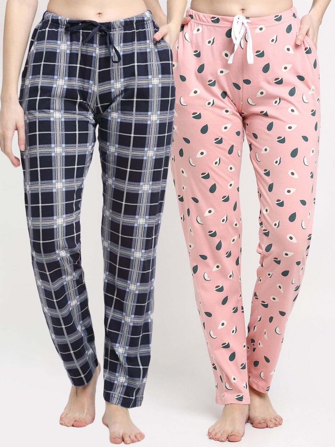 Kanvin Women Pack Of 2 Printed Pure Cotton Lounge Pants Price in India