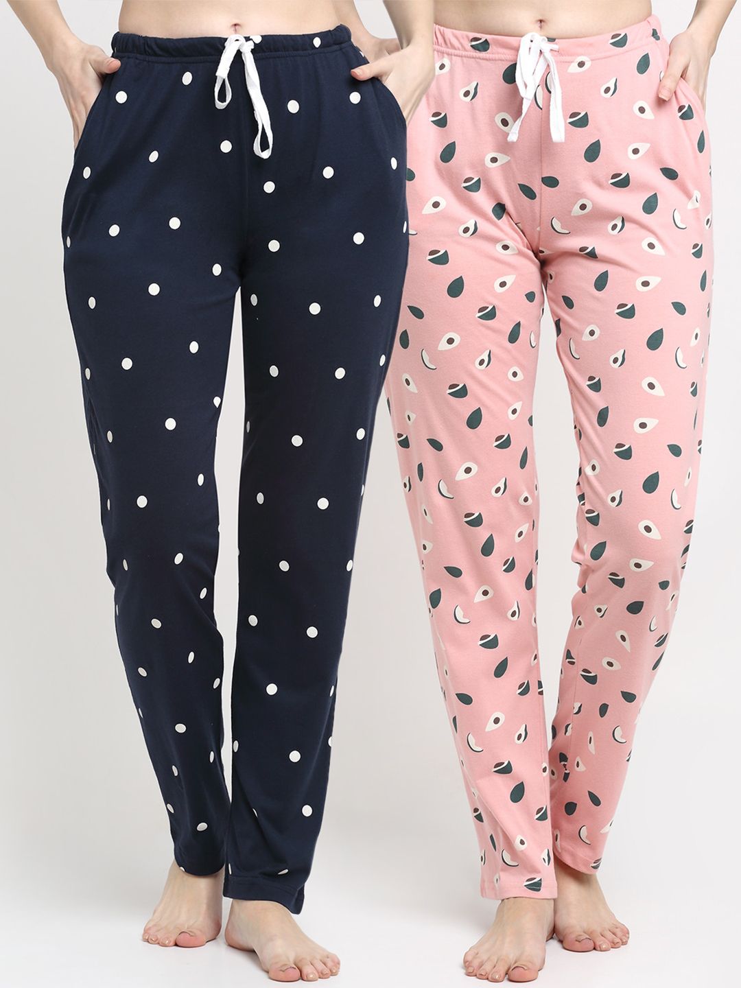 Kanvin Women Pack Of 2 Printed Pure Cotton Lounge Pants Price in India