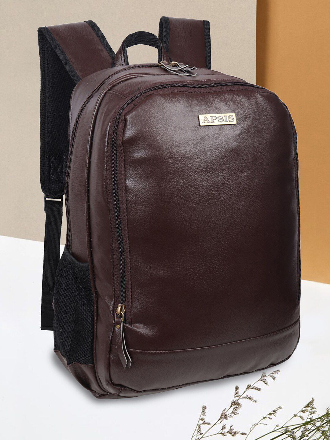 Apsis Unisex Brown Solid Laptop Backpack Price in India