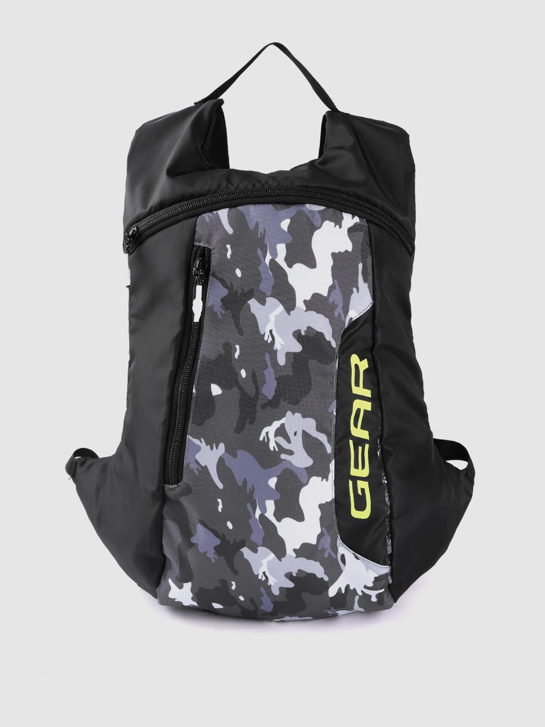 Gear Unisex Black & Grey Camouflage & Brand Logo Print Backpack Price in India