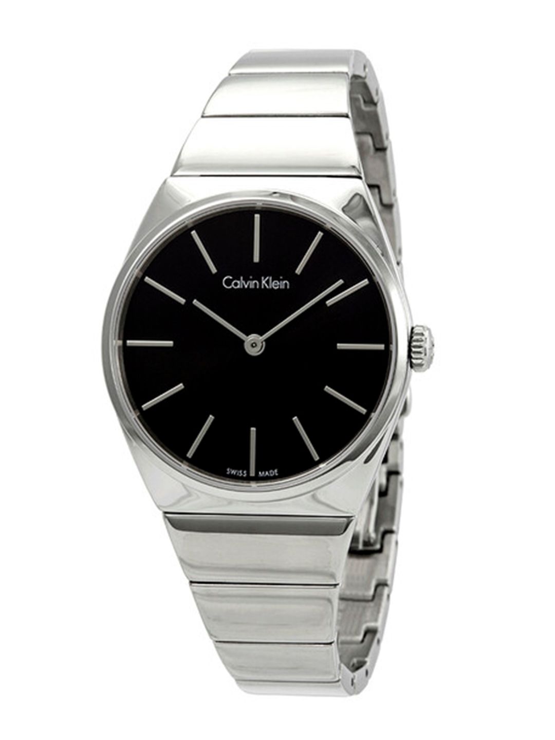 Calvin Klein Women Black Dial & Silver Toned Bracelet Style Straps Analogue Watch K6C2X141 Price in India