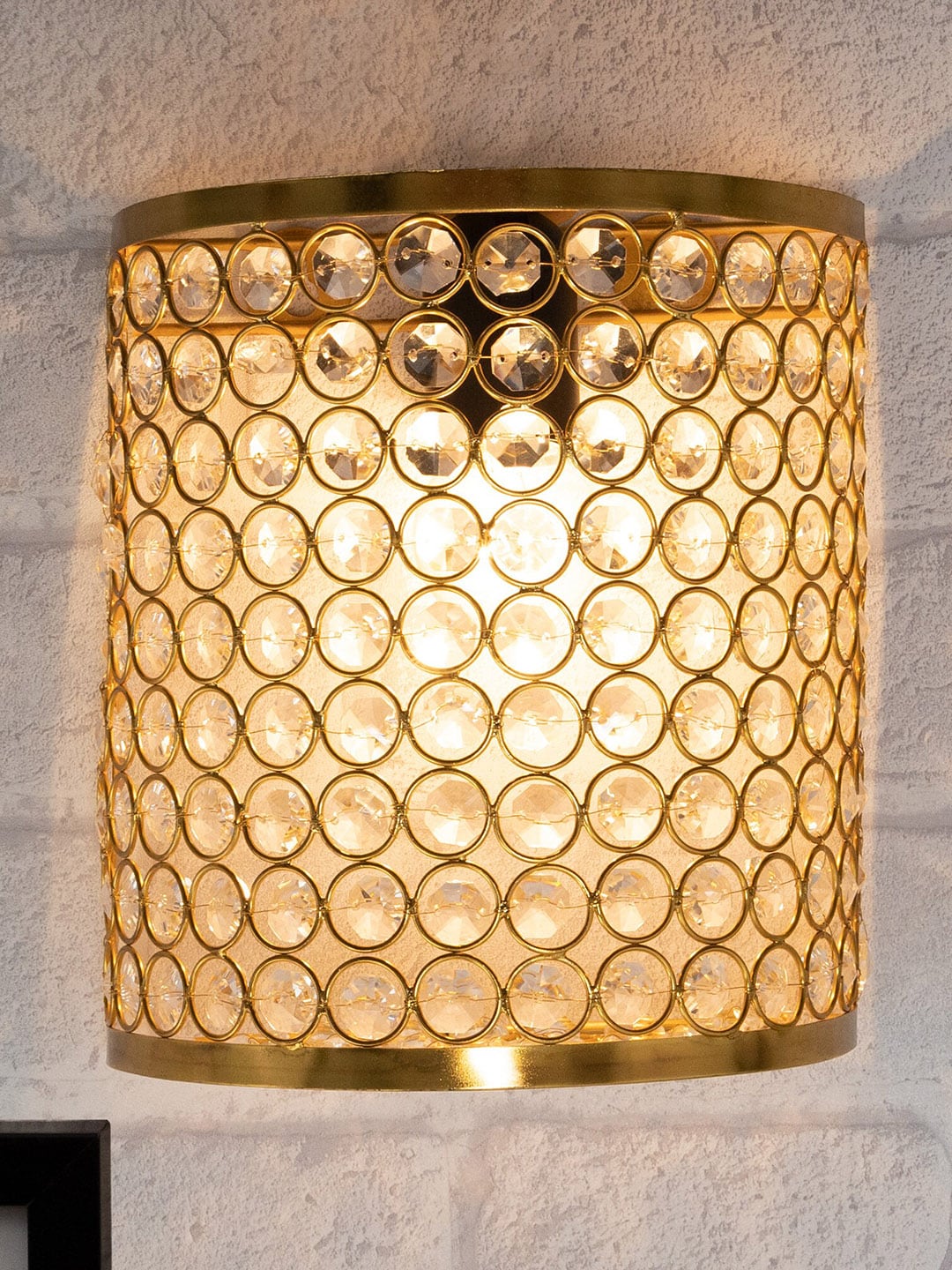 Homesake Gold-Toned & Transparent Crystal French Wall Lamp Price in India