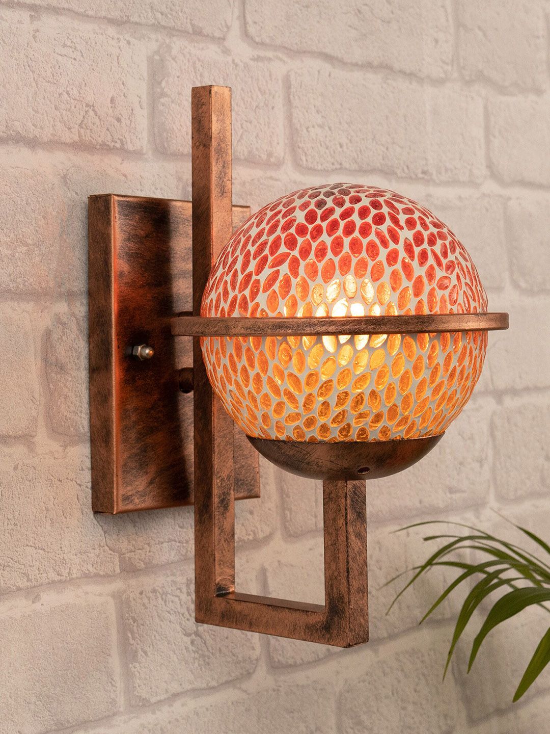 Homesake Copper-Toned Rustic Oil Rubbed Glass Wall Lamp Price in India