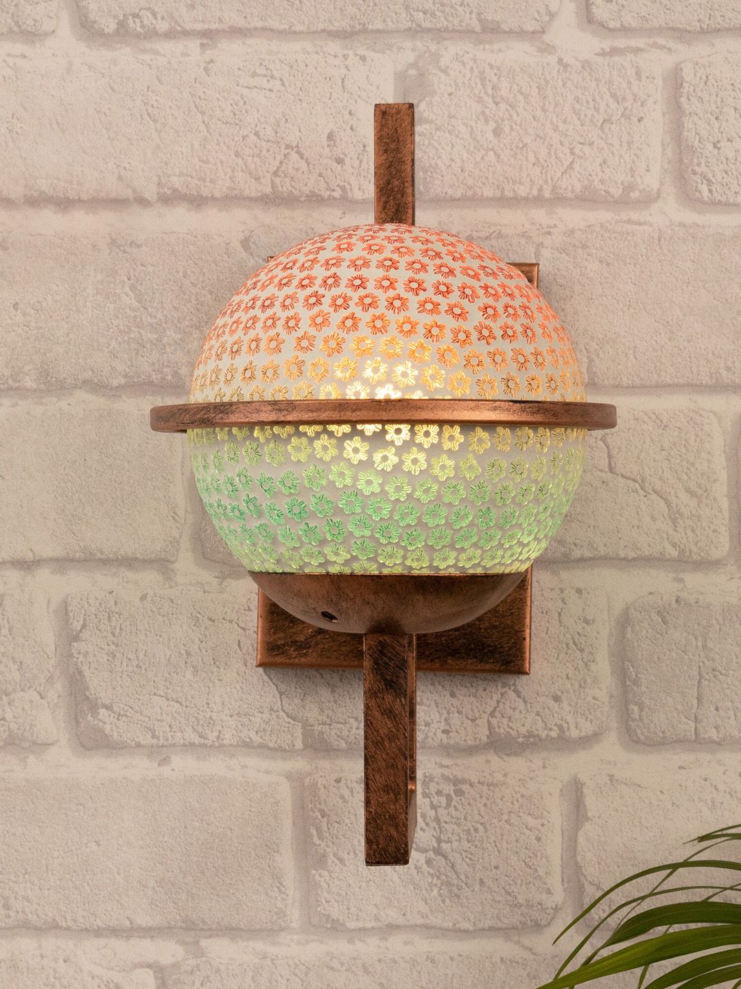 Homesake Copper-Toned Floral Wall Lamp Price in India