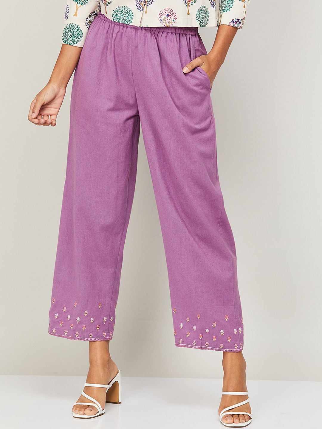 Melange by Lifestyle Women Purple Pleated Trousers Price in India