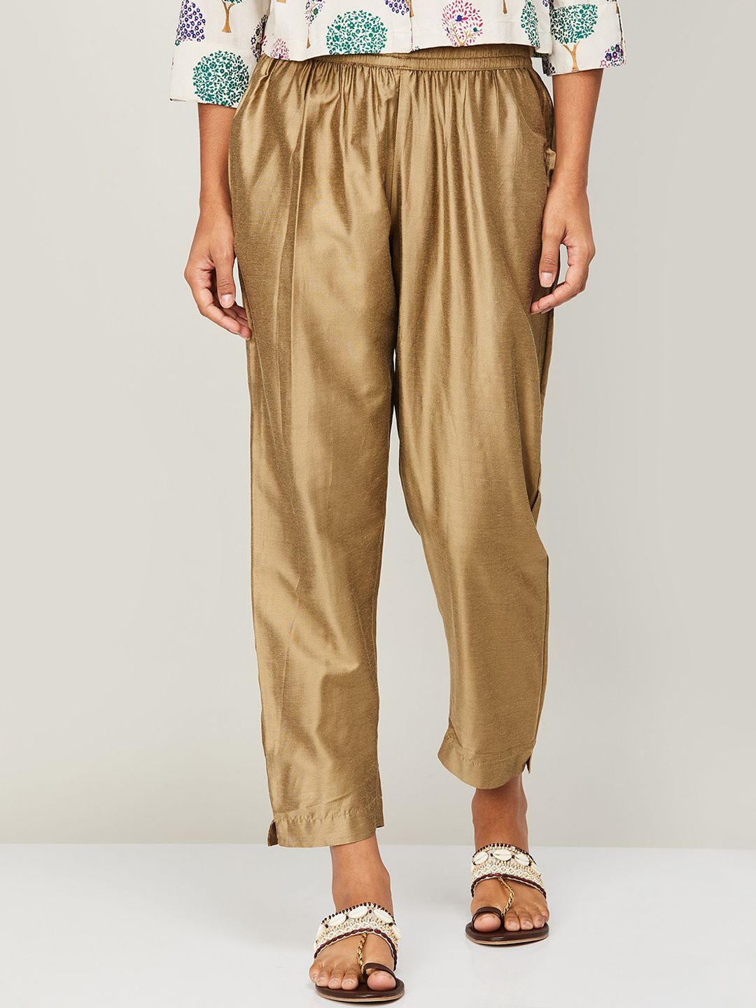 Melange by Lifestyle Women Gold-Toned Trousers Price in India