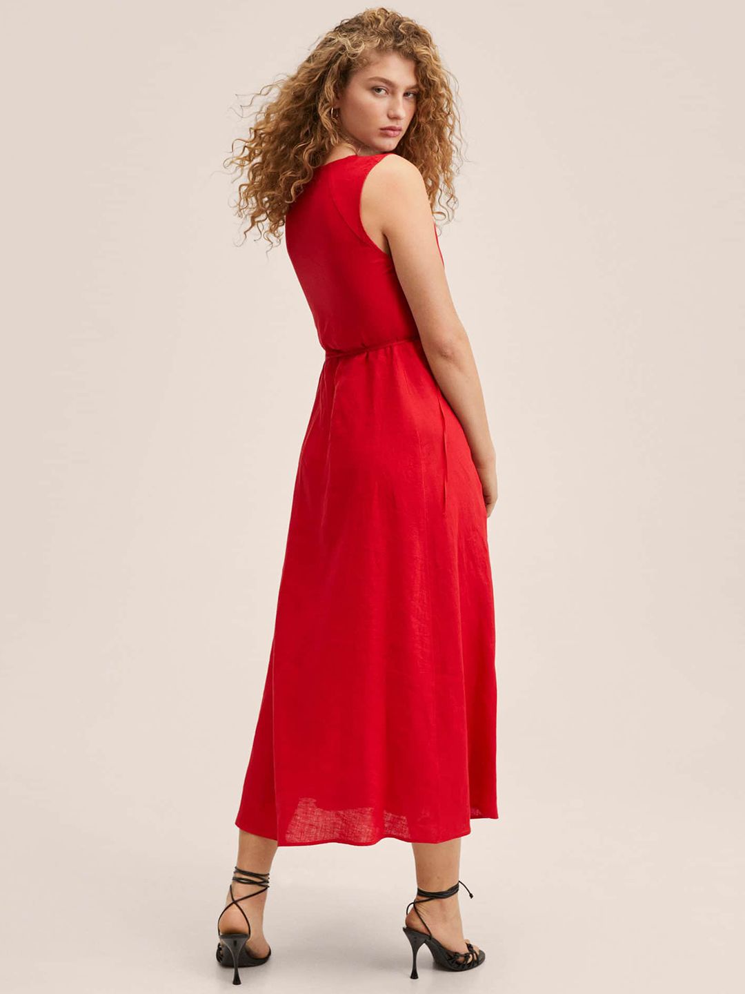 chinese dress ladies Women's Red Linen Dresses Monserrat