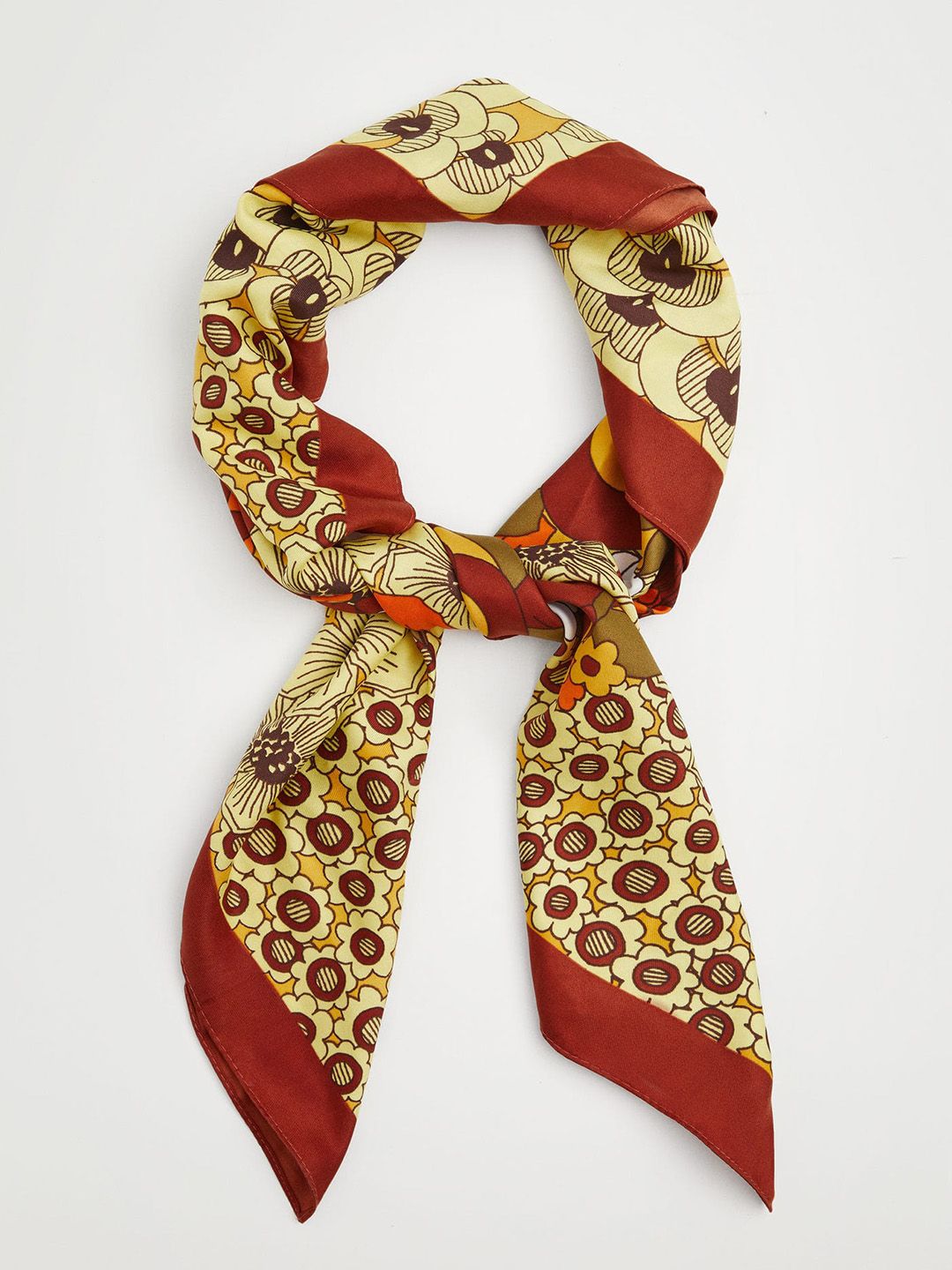 MANGO Women Yellow & Brown Printed Scarf Price in India