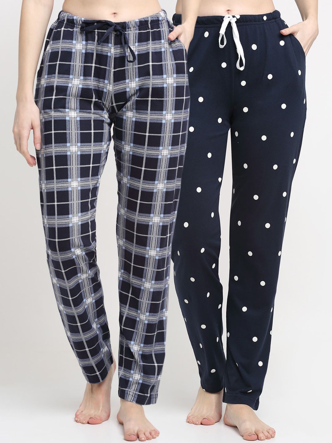 Kanvin Women Navy Blue Pack Of 2 Printed Regular Fit Lounge Pants Price in India