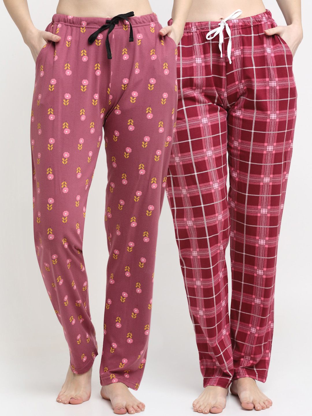 Kanvin Women Pack Of 2 Printed Pure Cotton Lounge Pants Price in India