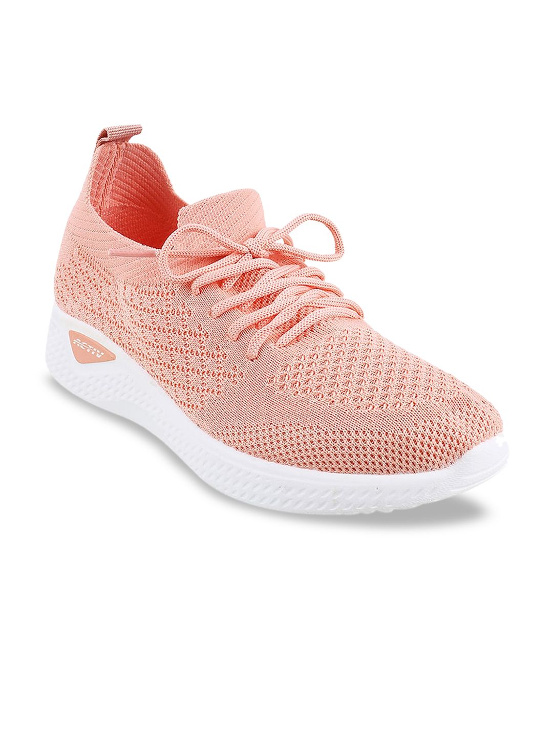 Metro Women Peach-Coloured Woven Design Sneakers Price in India