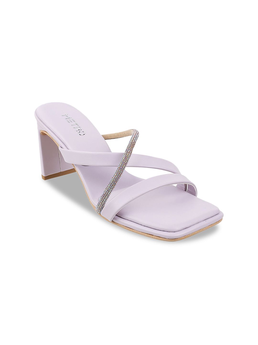 Metro Purple Colourblocked Block Sandals Price in India