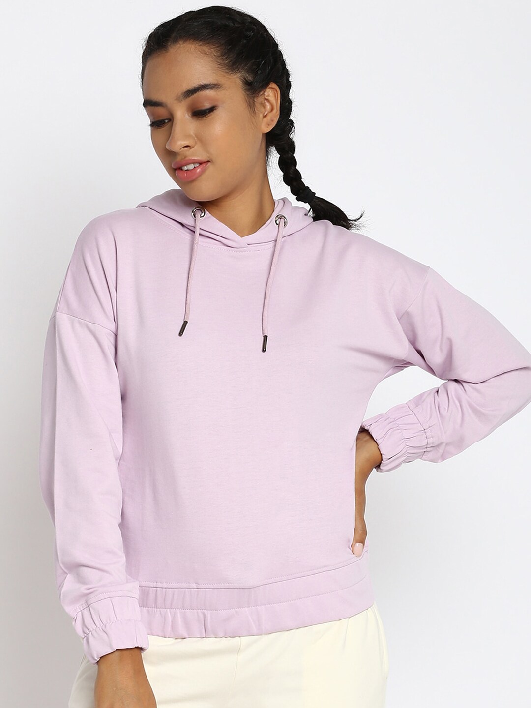 abof Women Purple Hooded Sweatshirt Price in India