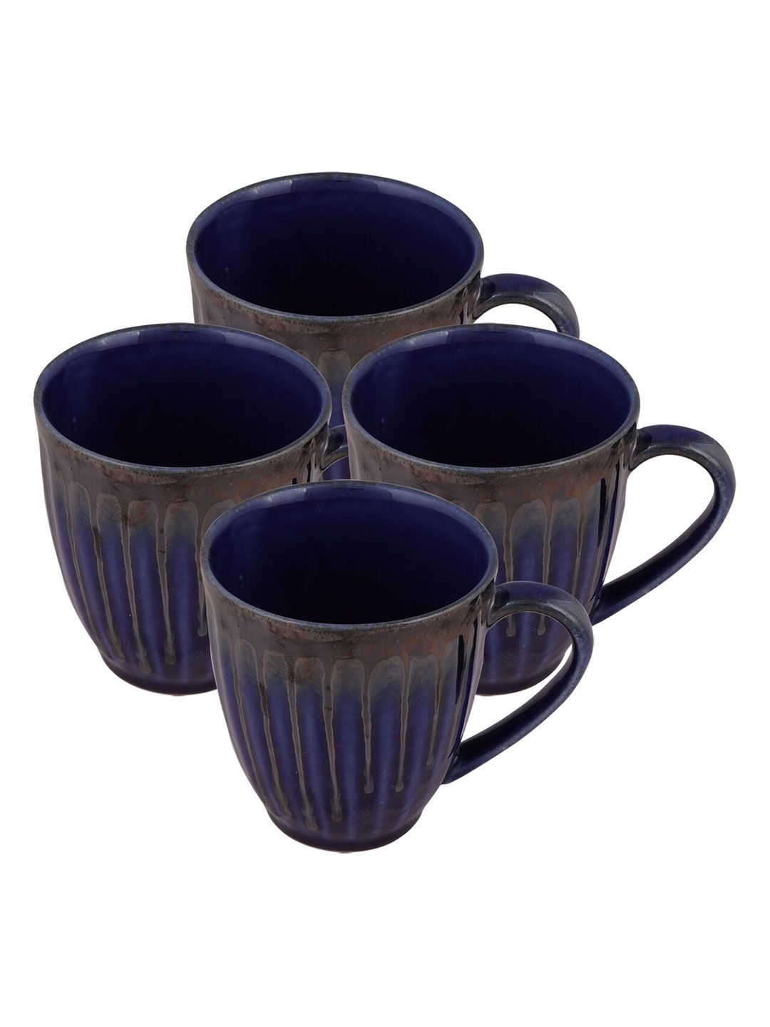 Homesake Blue & Grey Solid Ceramic Glossy Mugs Set of Cups and Mugs Price in India