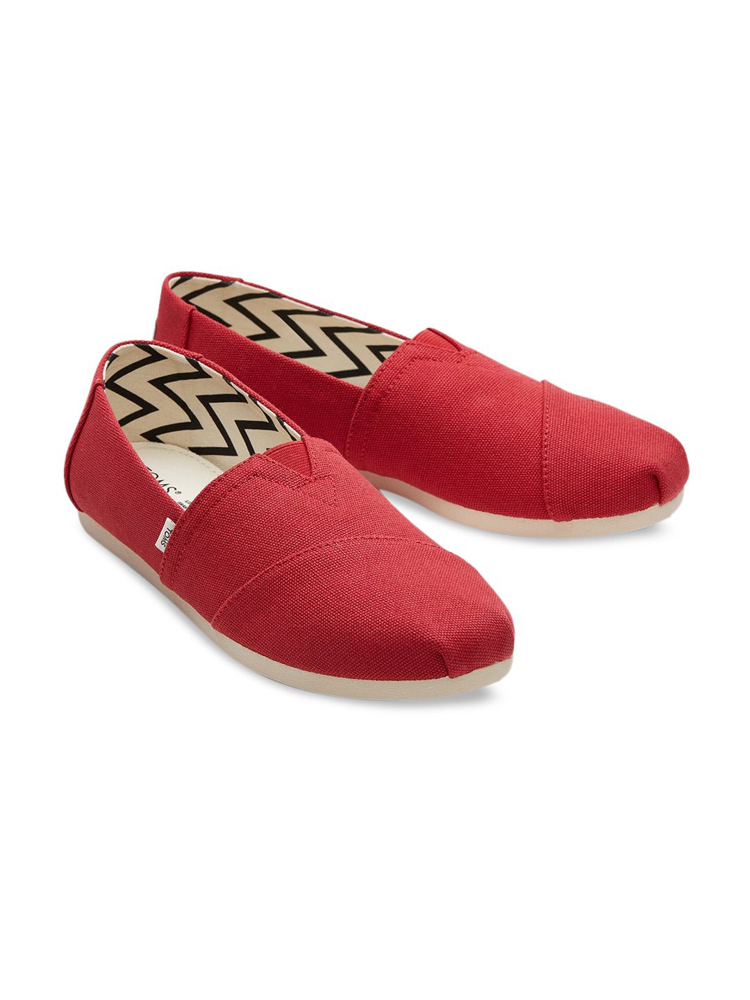 TOMS Women Red Recycled Cotton Canvas Alpargata Slip-On Sneakers Price in India