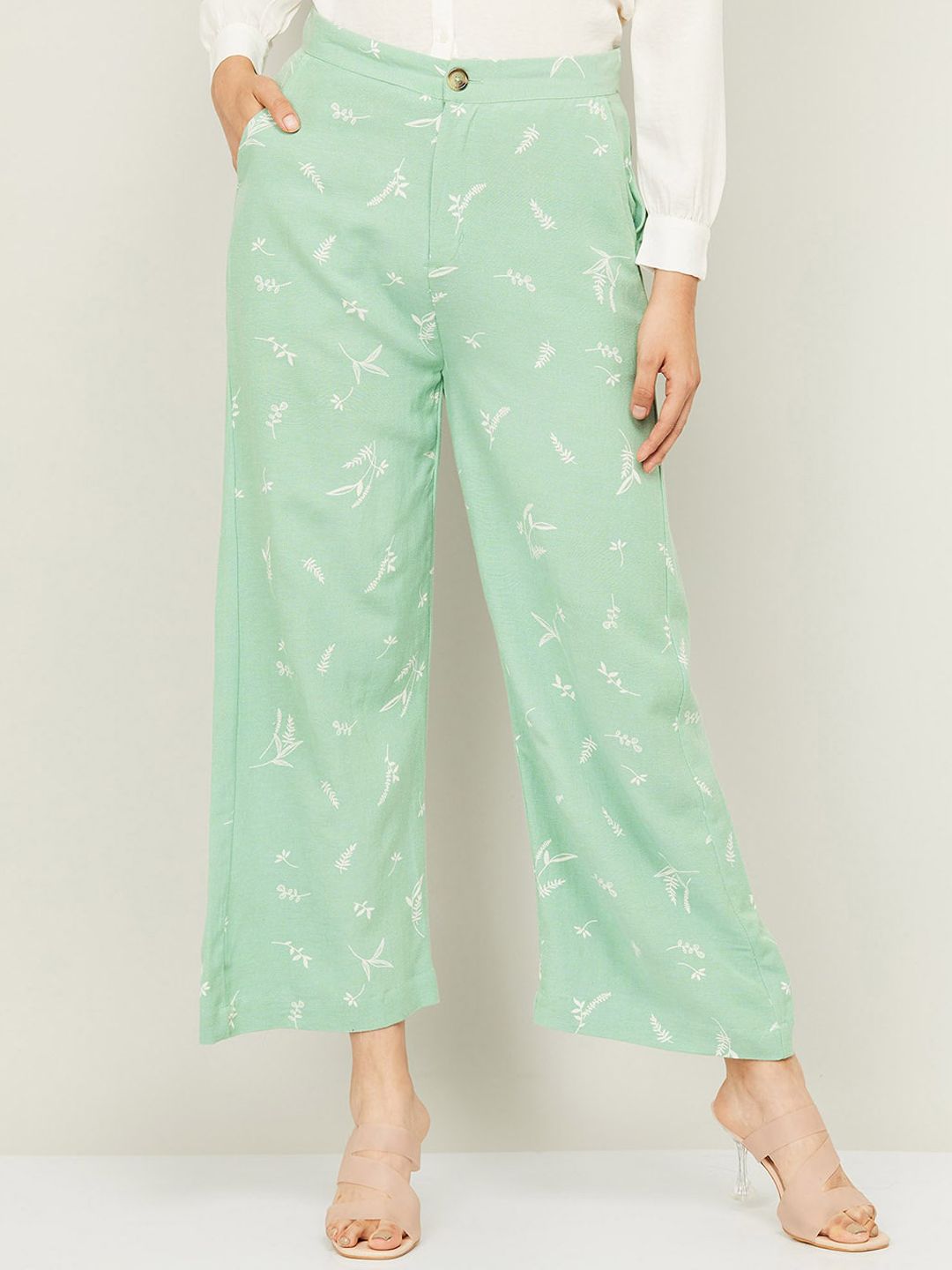 Bossini Women Green Printed Trousers Price in India
