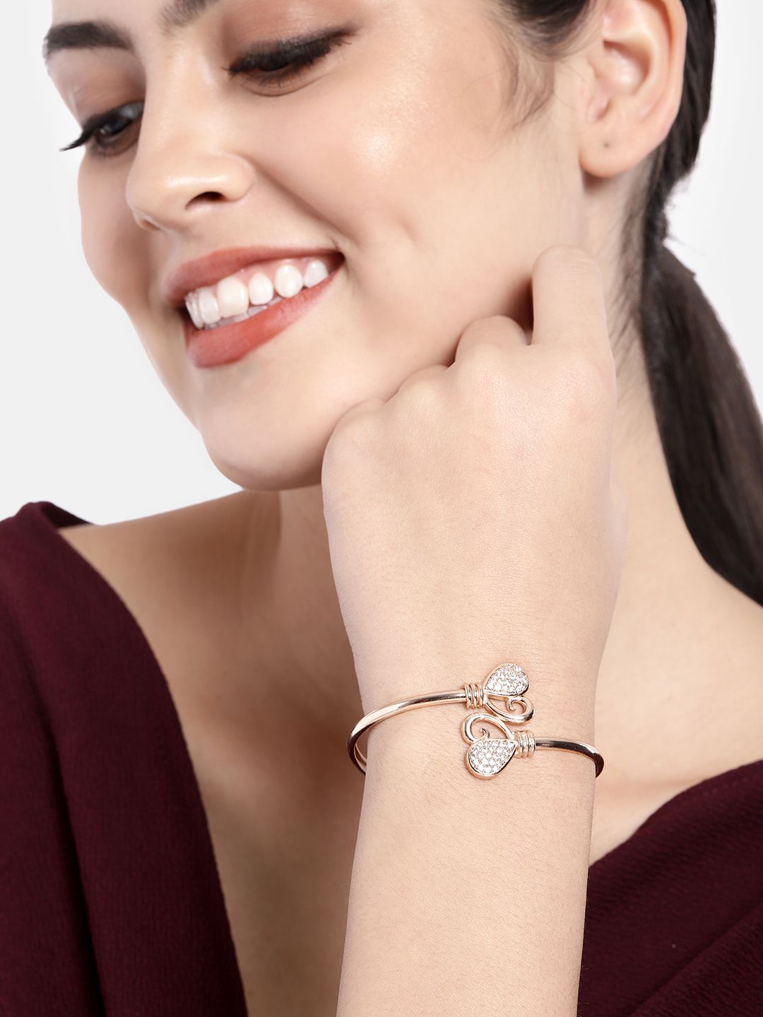 I Jewels Women Rose Gold-Plated Wraparound Bracelet Price in India