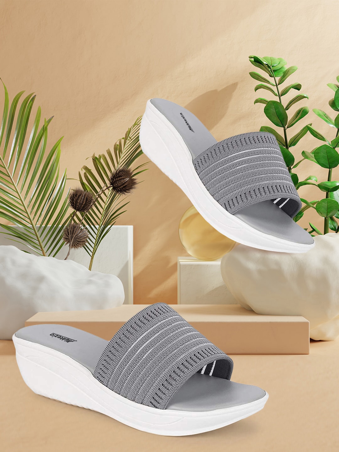 Alishtezia Grey PU Wedge Sandals Price in India