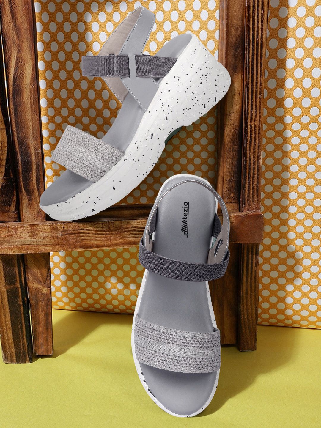 Alishtezia Grey PU Block Sandals Price in India