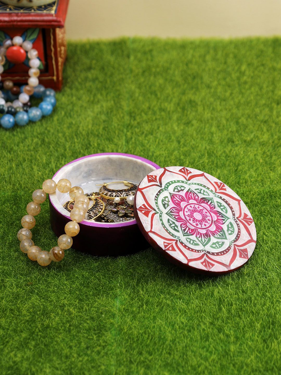 Aapno Rajasthan Unisex  Purple Self Patterned Jewellery Organisers Price in India