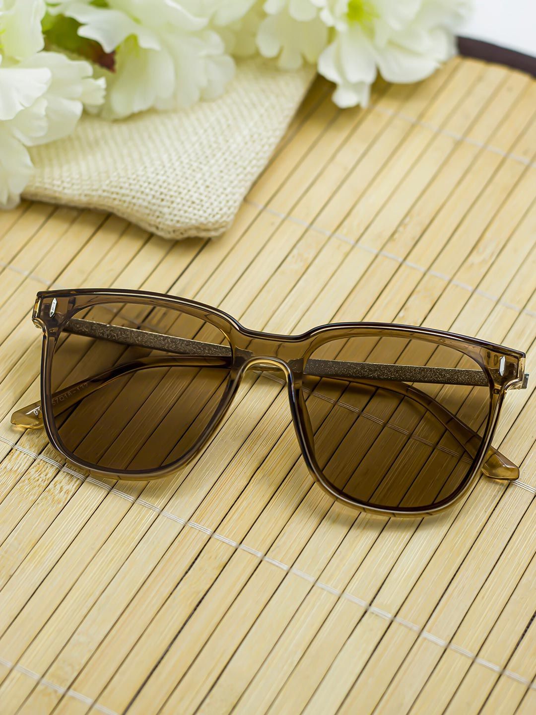 Bellofox Unisex Brown Lens & Steel-Toned Oversized Sunglasses Price in India