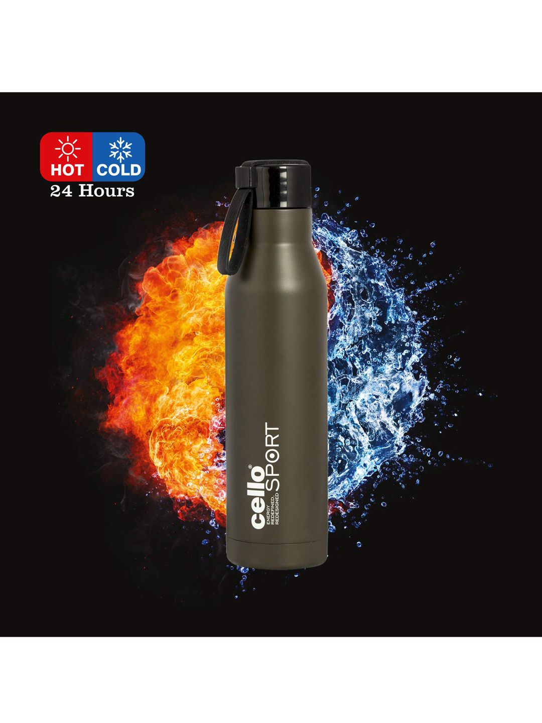 Cello Grey & White Printed Single-Walled Vacuum Insulated Stainless Steel Water Bottle Price in India