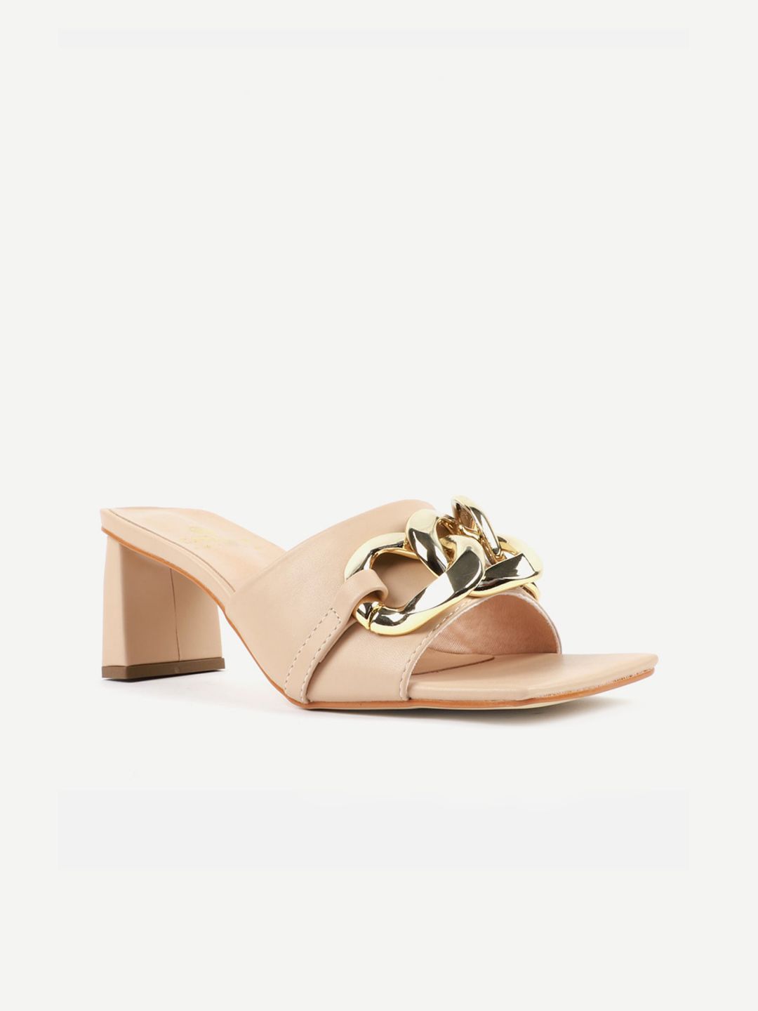 Carlton London Nude-Coloured Block Mules with Buckles Price in India