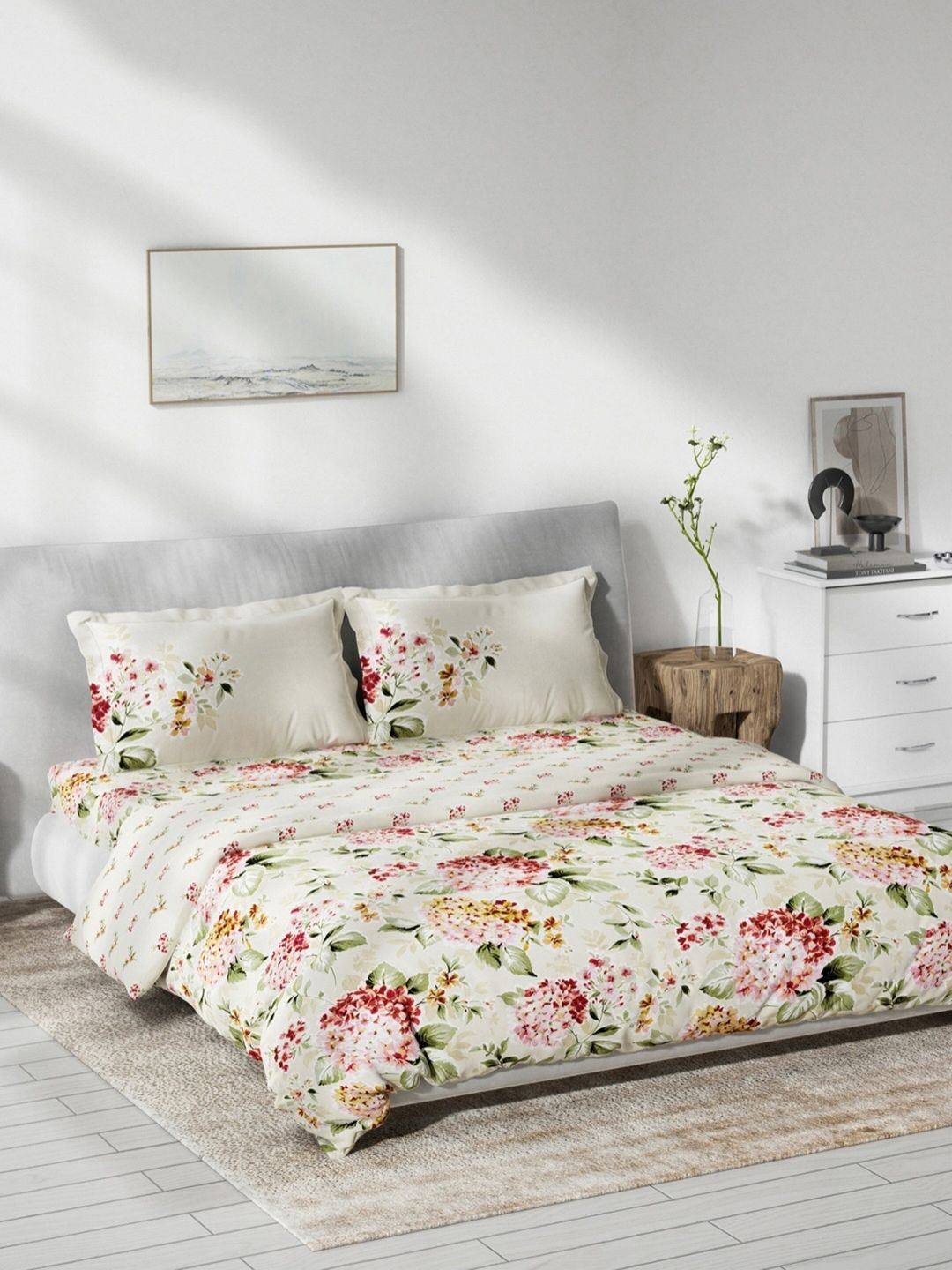 DDecor Multi Colored Floral Printed Pure Cotton Bedding Set Price in India