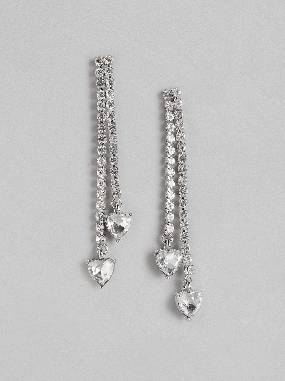 Forever New Silver-Plated Heart Shaped Drop Earrings Price in India