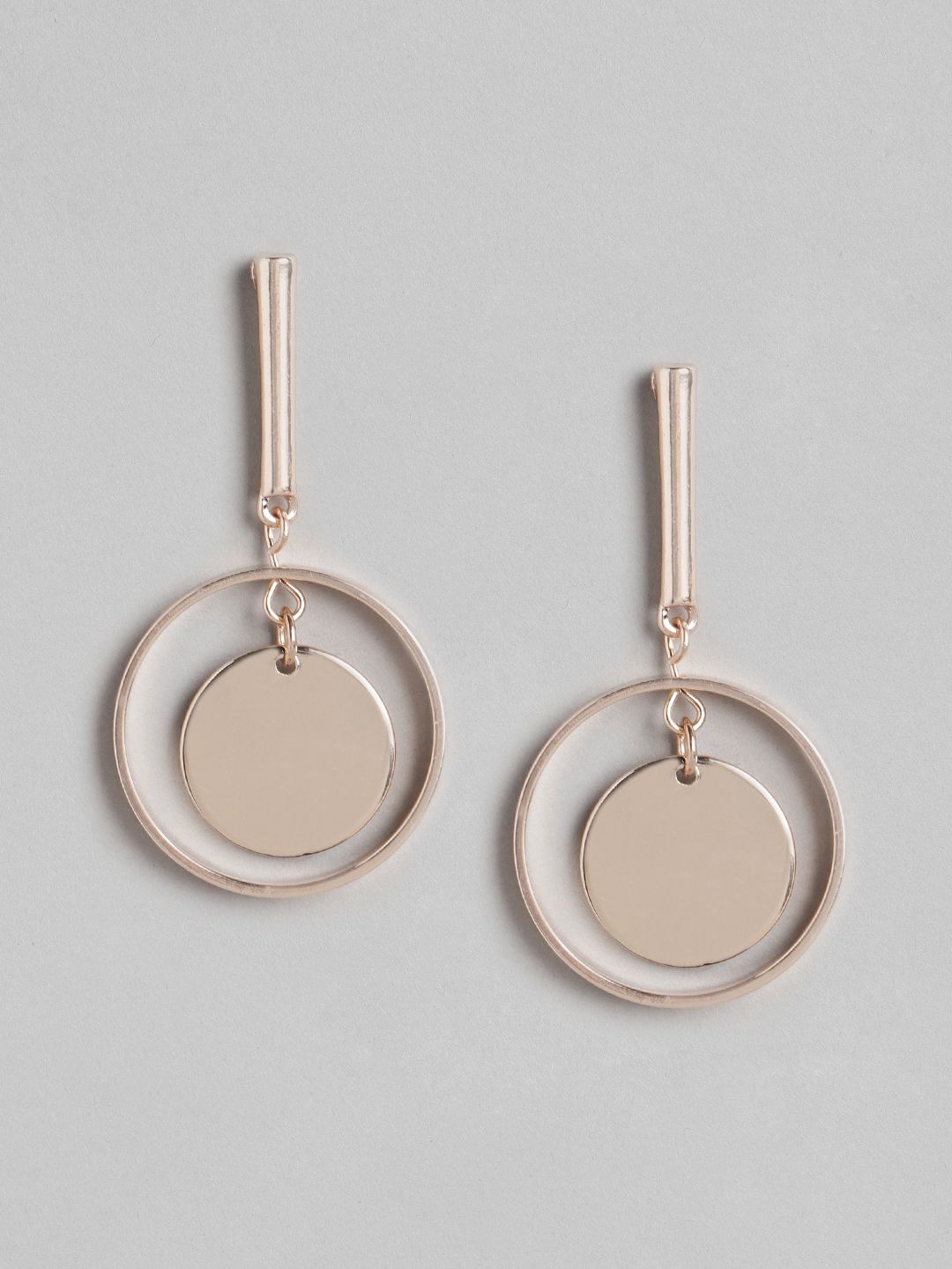 Forever New Rose Gold Circular Drop Earrings Price in India