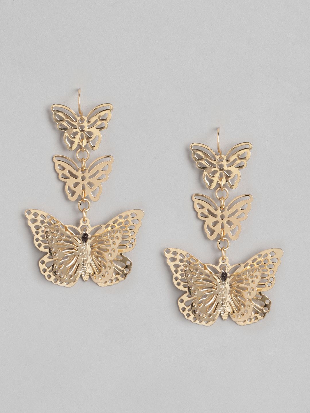 Forever New Gold-Toned Butterfly Shaped Drop Earrings Price in India