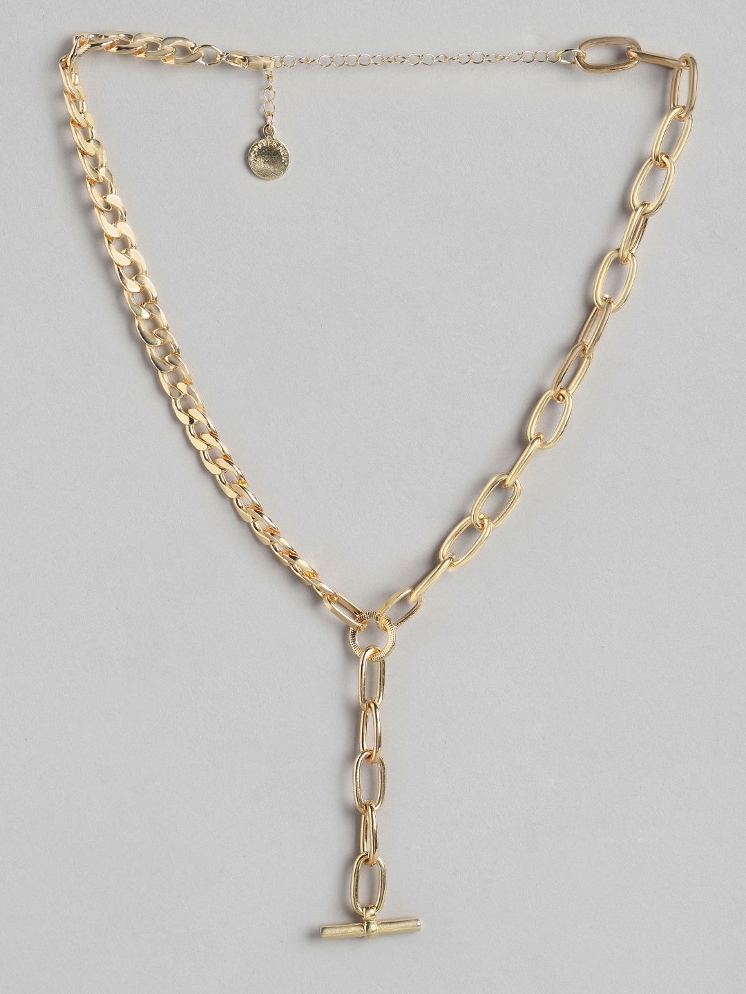 Forever New Gold-Toned T-Bar Gold-Plated Necklace Price in India