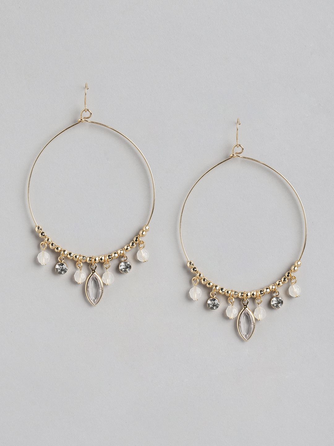 Forever New Gold-Toned & White Circular Hoop Earrings Price in India