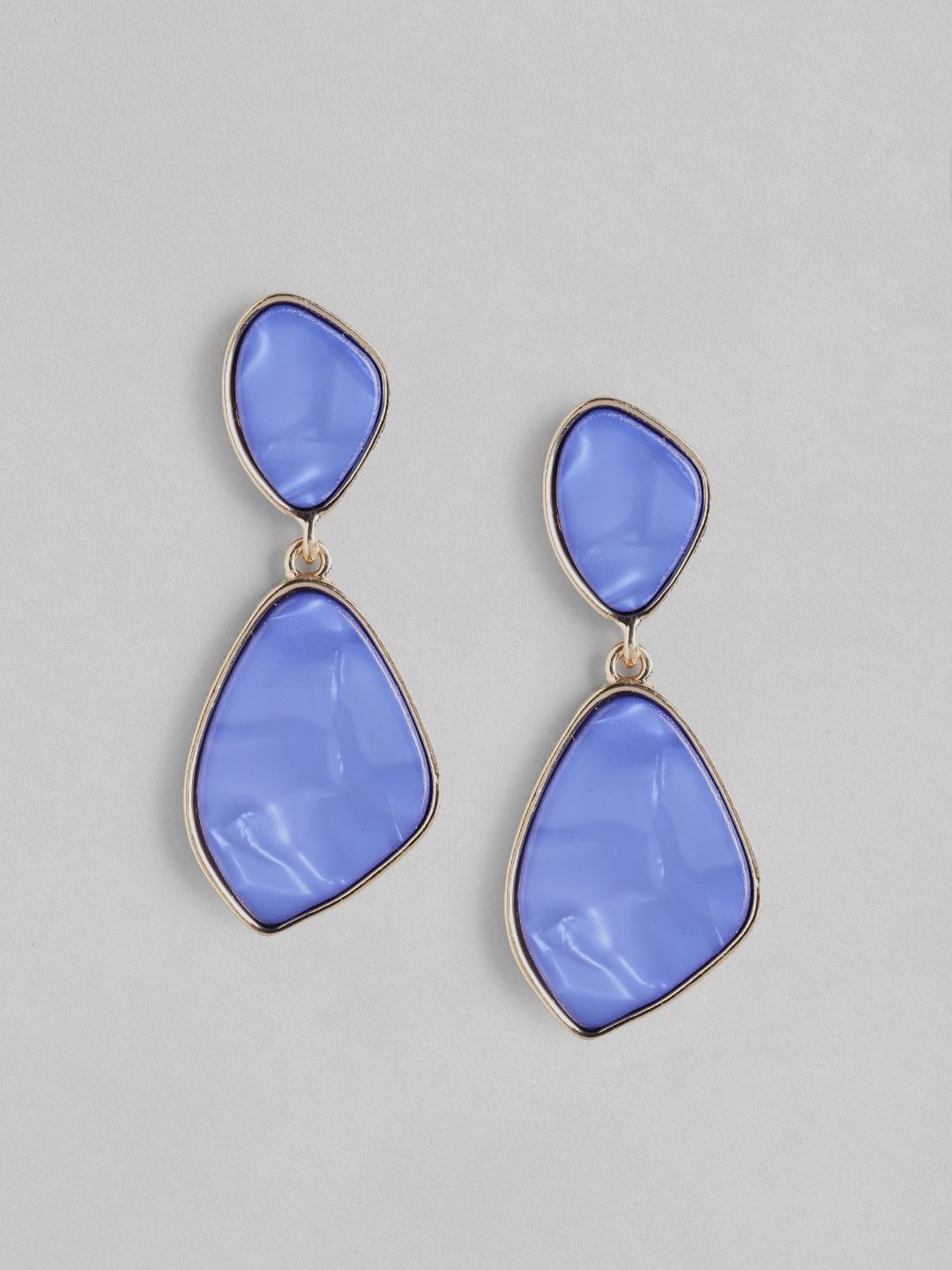 Forever New Blue & Gold-Plated Geometric Drop Earrings Price in India