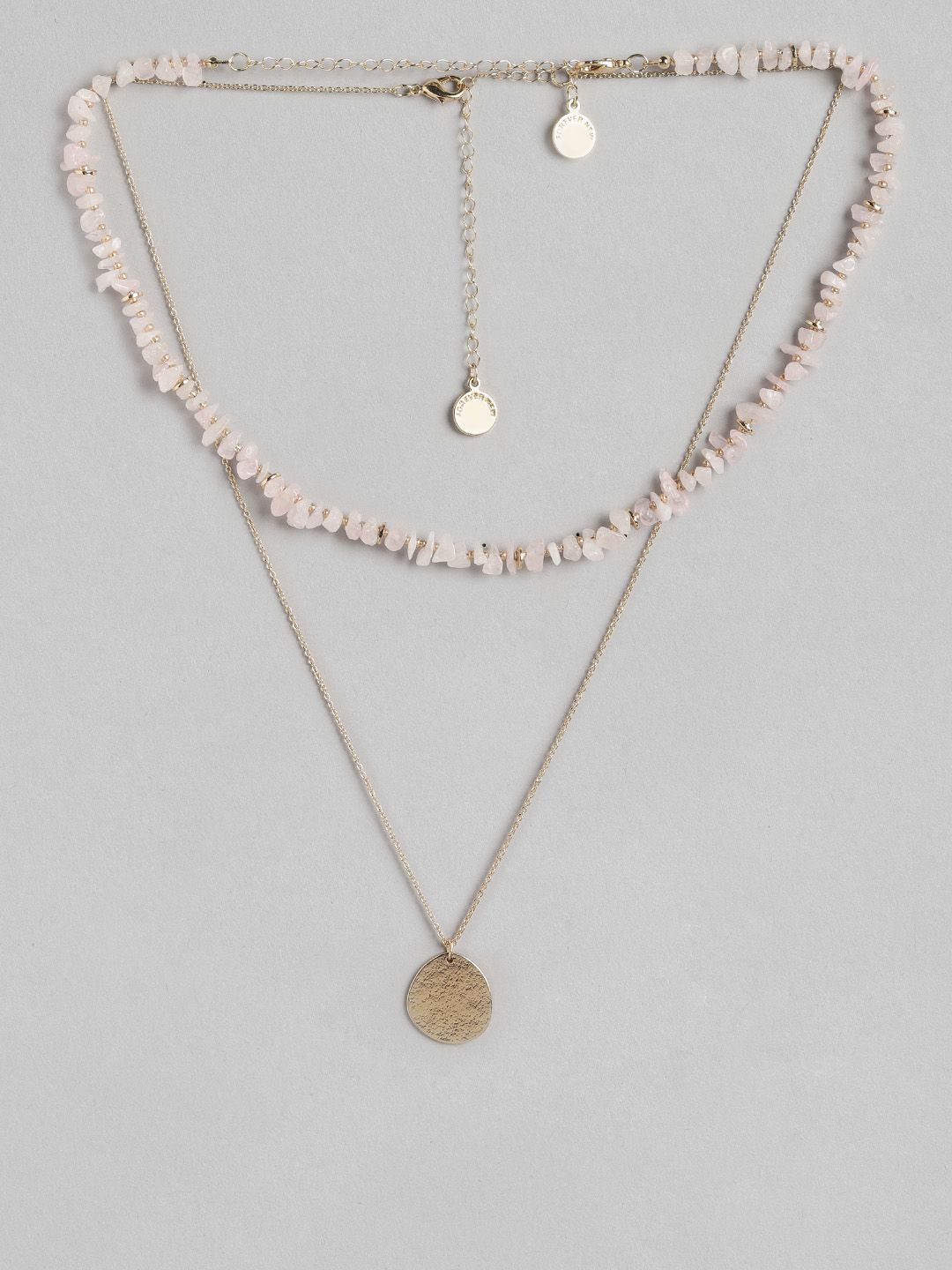 Forever New Pink & Gold-Toned Layered Gold-Plated Necklace Price in India