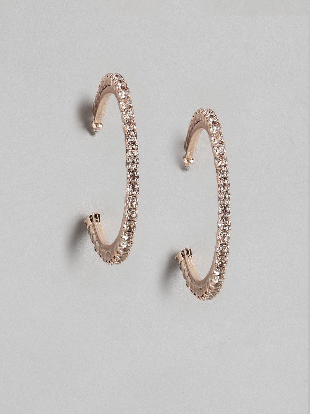 Forever New Rose Gold Plated Circular Half Hoop Earrings Price in India